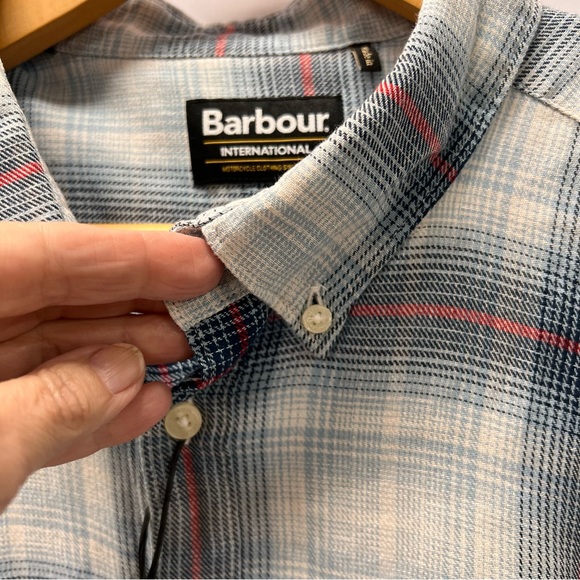 BARBOUR Kickstart Long Sleeve Plaid Pale Sky Shirt - Picture 8 of 11